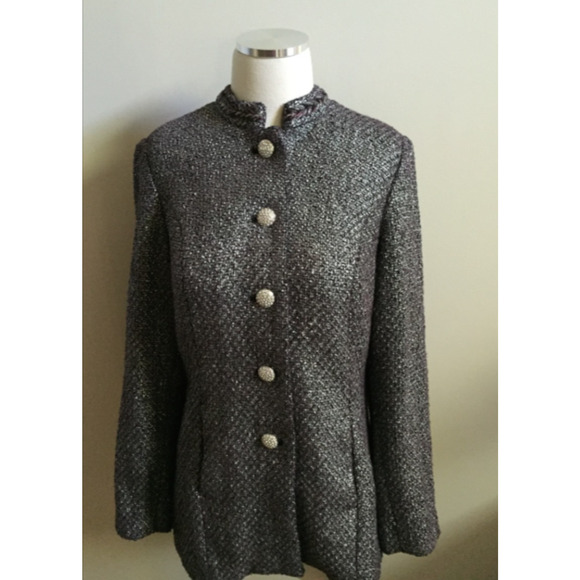 Chico's Mandarin Purple/Silver Metallic Tweed Blazer Jacket 1 Small NEW - Picture 1 of 4